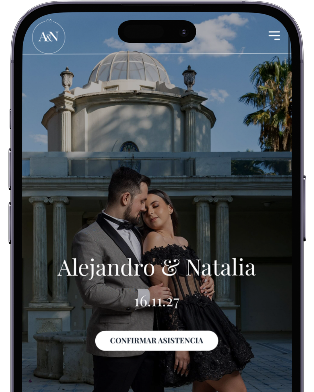 Demo de invitación LOVEPOSTAL en móvil